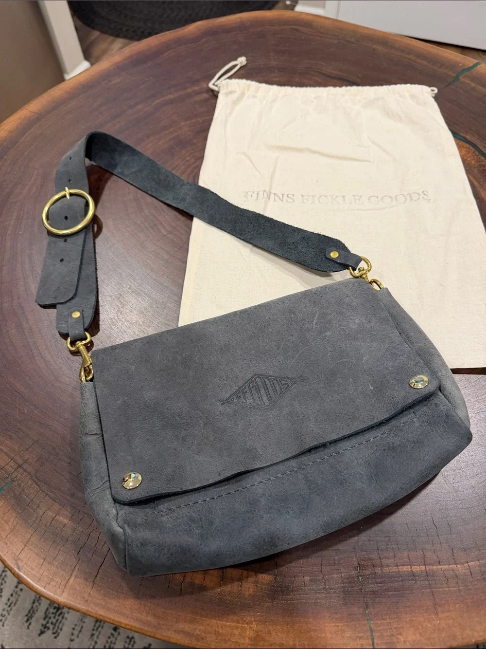 Finn Fickle Goods-Gray Suede Crossbody Bag